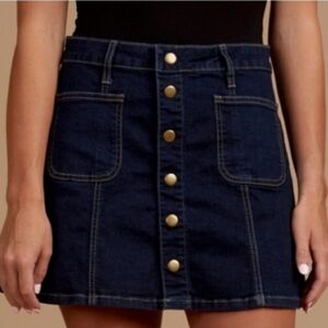 Altard State Snap Front Denim Miniskirt XS